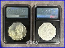 Both 2022 Cook Islands S$2 Life of Lincoln- Rail Splitter and Telegraph MS70 NGC