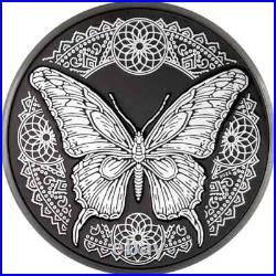 Butterfly 1 oz Obsidian Black Proof Silver Coin 5$ Cook Islands 2025