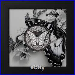Butterfly 1 oz Obsidian Black Proof Silver Coin 5$ Cook Islands 2025