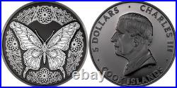 Butterfly 1 oz Silver Coin Obsidian Black Proof $5 Cook Islands 2025