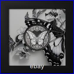 Butterfly 1 oz Silver Coin Obsidian Black Proof $5 Cook Islands 2025