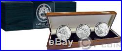 CAPTAIN COOK 250th Anniversary Set 3x1 Oz Silver Coins 5$ Cook Islands 2018