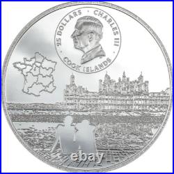 CHATEAU DE CHAMBORD 5 Oz Silver Coin $25 Cook Islands 2024
