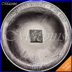 CHONDRITE IMPACT METEORITE 2015 Cook Islands 1Oz 999 Silver Antique Finish Coin