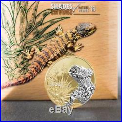 CIT 2018 SHADES OF NATURE SUNGAZER LIZARD 25g GILDED SILVER COIN COOK ISLANDS