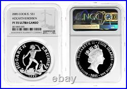 COOK ISLANDS $1 2005 Silver 1oz. NGC PF70'Hogarth, Erichsen & Co Aboriginal 3p