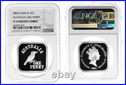 COOK ISLANDS 1 Dollar 2006 Silver 1oz NGC PF69'Australian Square Penny Pattern