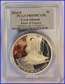 COOK ISLANDS / 2010-P 1$ Dollar Silver oz Battle of Salamis PCGS PR67DCAM