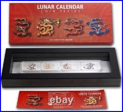 COOK ISLANDS 2012 4-Coin 1 oz Silver'Lunar Year of the Dragon' Proof Set