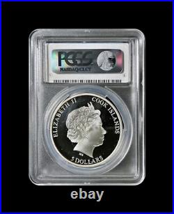 COOK ISLANDS. 2014, 5 Dollars, Silver PCGS PR69 Moldavite Meteor RARE
