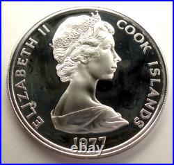 COOK ISLANDS 25 DOLLARS 1977 KM#18 BU Silver with COA in Original Folder. B17