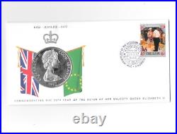 COOK ISLANDS 25 DOLLARS 1977 KM#18 BU Silver with COA in Original Folder. B17