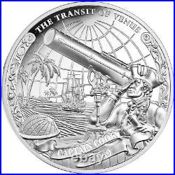 COOK ISLANDS $5 2018 1oz Silver'Captain Cook -The Transit of Venus' UHR Mtg. 500