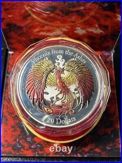 COOK ISLAND $20 2015 PHOENIX FROM THE ASHES- 3 OZ SILVER 3D High Relief COIN