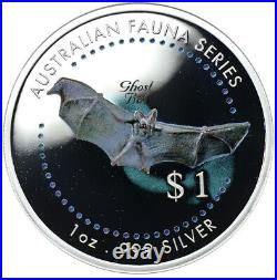 COOK ISL 1998 Australian Fauna 5 oz. Silver Set'Turtle Bat Gecko Platypus Bilby