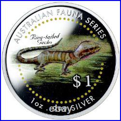 COOK ISL 1998 Australian Fauna 5 oz. Silver Set'Turtle Bat Gecko Platypus Bilby