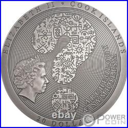 COYOLXAUHQUI STONE Antiqued Symbolism 3 Oz Silver Coin $20 Cook Islands 2021