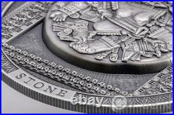 COYOLXAUHQUI STONE Antiqued Symbolism 3 Oz Silver Coin $20 Cook Islands 2021