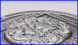 COYOLXAUHQUI STONE Antiqued Symbolism 3 Oz Silver Coin $20 Cook Islands 2021