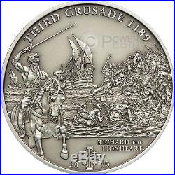 CRUSADE 3 Richard The Lionheart Silver Coin 5$ Cook Islands 2010