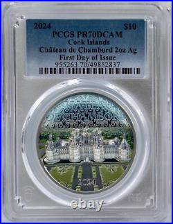 Chateau de Chambord 2024 $10 Cook Islands Silver Coin 2 Oz PR 70 First Day Issue Chateau de Chambord 2024 $10 Cook Islands Silver Coin 2 Oz PR 70 First Day Issue