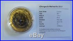 Chergach Meteorite 1/2oz Pure Silver Coin Gilded Coloured $2 Cook Islands 2017