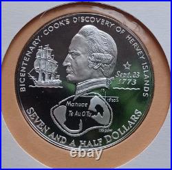 Christmas 1974 Cook Islands Proof Silver 1 oz Coin FDC, Hutt Series 121, #23/350