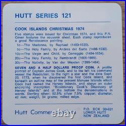 Christmas 1974 Cook Islands Proof Silver 1 oz Coin FDC, Hutt Series 121, #23/350