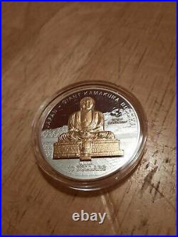 Coin Silver 1 Oz World Monuments Japan Giant Kamakura Buddha 2011 Cook Islands