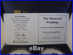 Coins x 2 Diamond Wedding COOK ISLANDS Ltd Ed of 950 2 x silver $5 BOX & COA 752