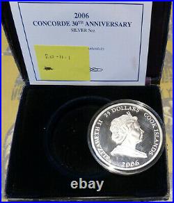 Concorde 2006 30th Anniversary Cook Islands 5oz Silver coin With Coa (20.11.1)