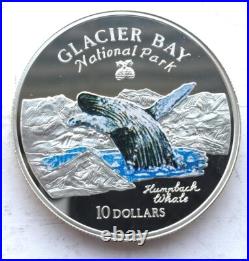 Cook 1997 Humpback Whale 10 Dollars Silver Coins, Proof