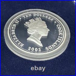 Cook 2002 Battle Coral Sea $10 Dollars 10oz Colour Silver Coin Proof (Sh30/U7)