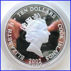 Cook 2002 Battle of The Coral Sea 10 Dollars 10oz Colour Silver Coin, Proof