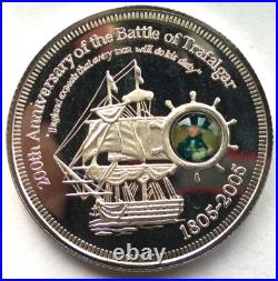 Cook 2005 Battle of The Trafalgar 5 Dollars Silver Coins, Proof