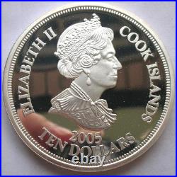 Cook 2005 Battle of Trafalgar 10 Dollars 5oz Silver Coin, Proof