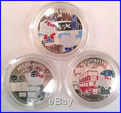Cook 2009 Hello Kitty 5 Dollars Set of 3 Silver Coins, Proof