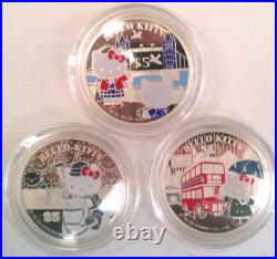Cook 2009 Hello Kitty 5 Dollars Set of 3 Silver Coins, Proof