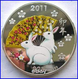 Cook 2011 Year of Rabbit 25 Dollars 5oz Silver Coin, Proof