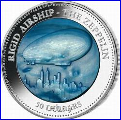 Cook 2013 Rigid Airship Zeppelin 50 Dollars 5oz Silver Coin, Proof