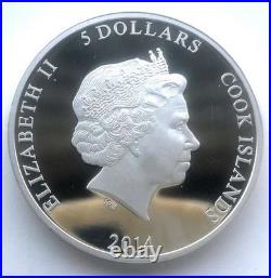Cook 2014 80th Birthday of Empress 5 Dollars 1oz Silver Coin, Proof