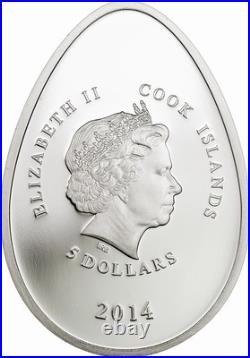 Cook 2014 White Imperial Egg 5 Dollars Silver Coin, Proof