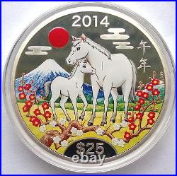 Cook 2014 Year of Horse 25 Dollars 5oz Colour Silver Coin, Proof
