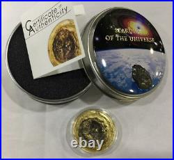 Cook 2017 Meteorite Chergach Crater 2 Dollars Gold Plated Silver Coin, BU