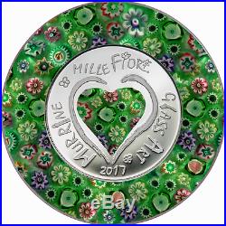 Cook 2017 Murrine Millefiori Glass Art 5 Dollars Silver Coin, Proof