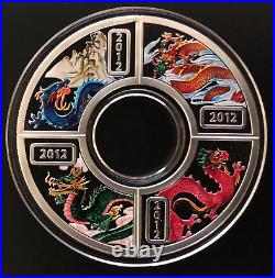 Cook Island 4 Silver Coins 1X4 Dollars 2012 Year Of The Dragon 2 Oz No Box No Ce