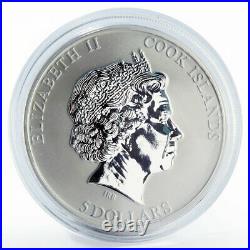 Cook Island 5 dollars Black Squirrel colored proof silver coin 2013