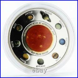 Cook Island 5 dollars Year of Astronomy Solar System colored silver coin 2009