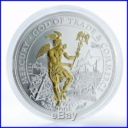 Cook Islands 10 dollars Mercury God of Trade & Commerce silver gilded coin 2008