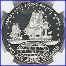 Cook Islands 1974 2 Silver Coin Proof Set, Mint Sealed Container Free Shipping